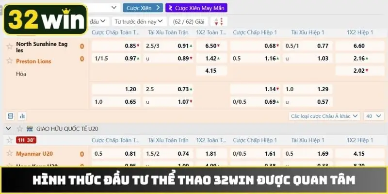 Hình thức đầu tư thể thao 32WIN được quan tâm